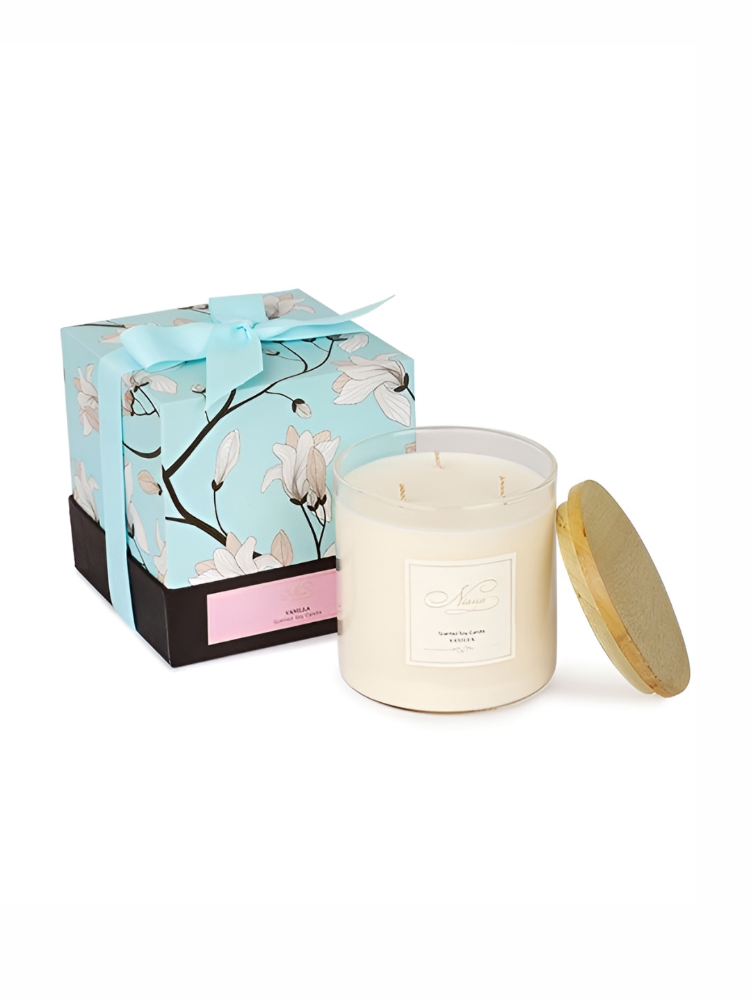 NIANA Deluxe Scented 3 Wick Vanilla Solid Geometric Regular Jar Candles