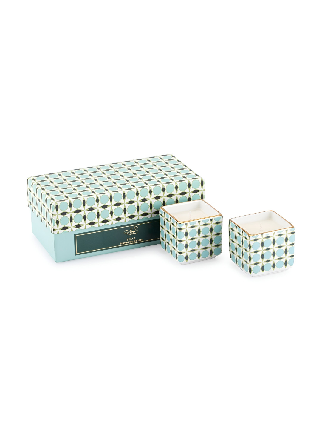 NIANA Zeal 2Pcs Scented 1 Wick Scented Geometric Square Regular Jar Candles
