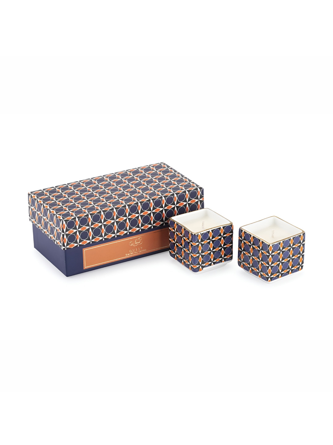 NIANA Quest 2Pcs Scented 1 Wick Scented Geometric Square Regular Jar Candles