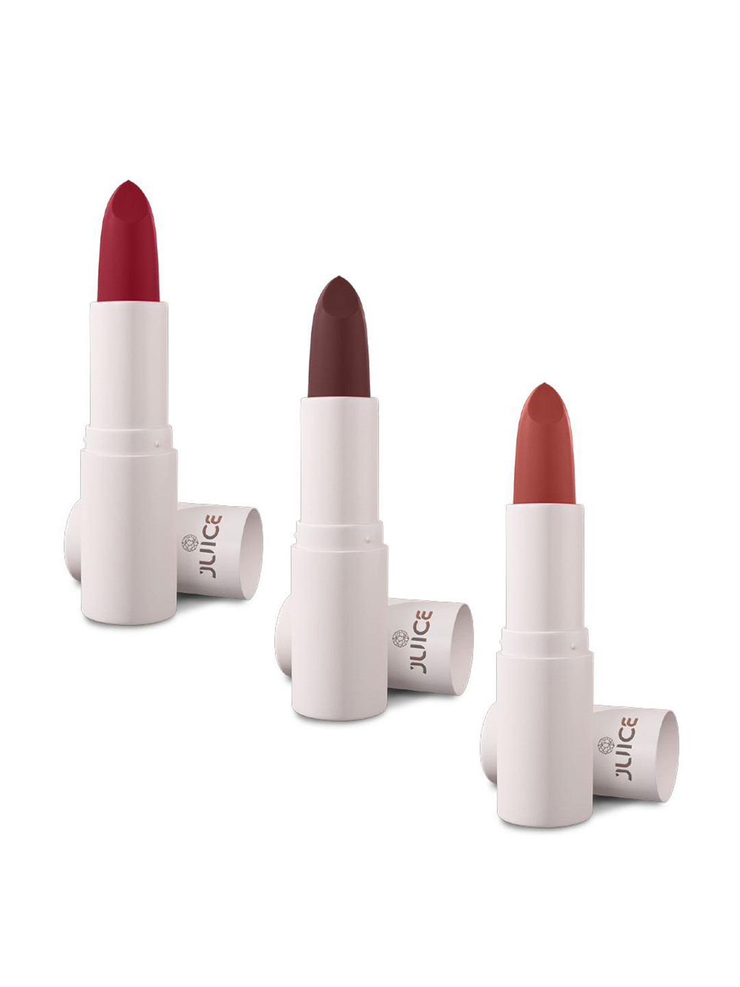 JUICE Set Of 3 Kiss Sensation Matte SPF15 Lipstick - Red Rebel-Marron Royale-Balmy Brown