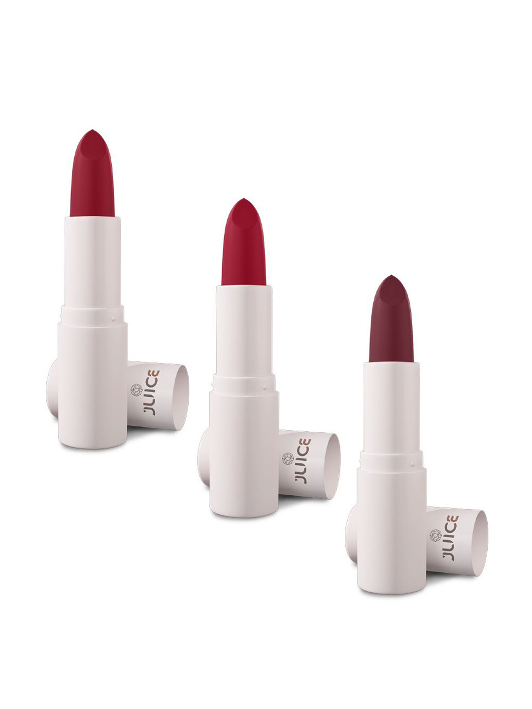 JUICE Set Of 3 Kiss Sensation Matte SPF15 Lipstick 4g Each - Red Rebel-Red Carpet-Sangria