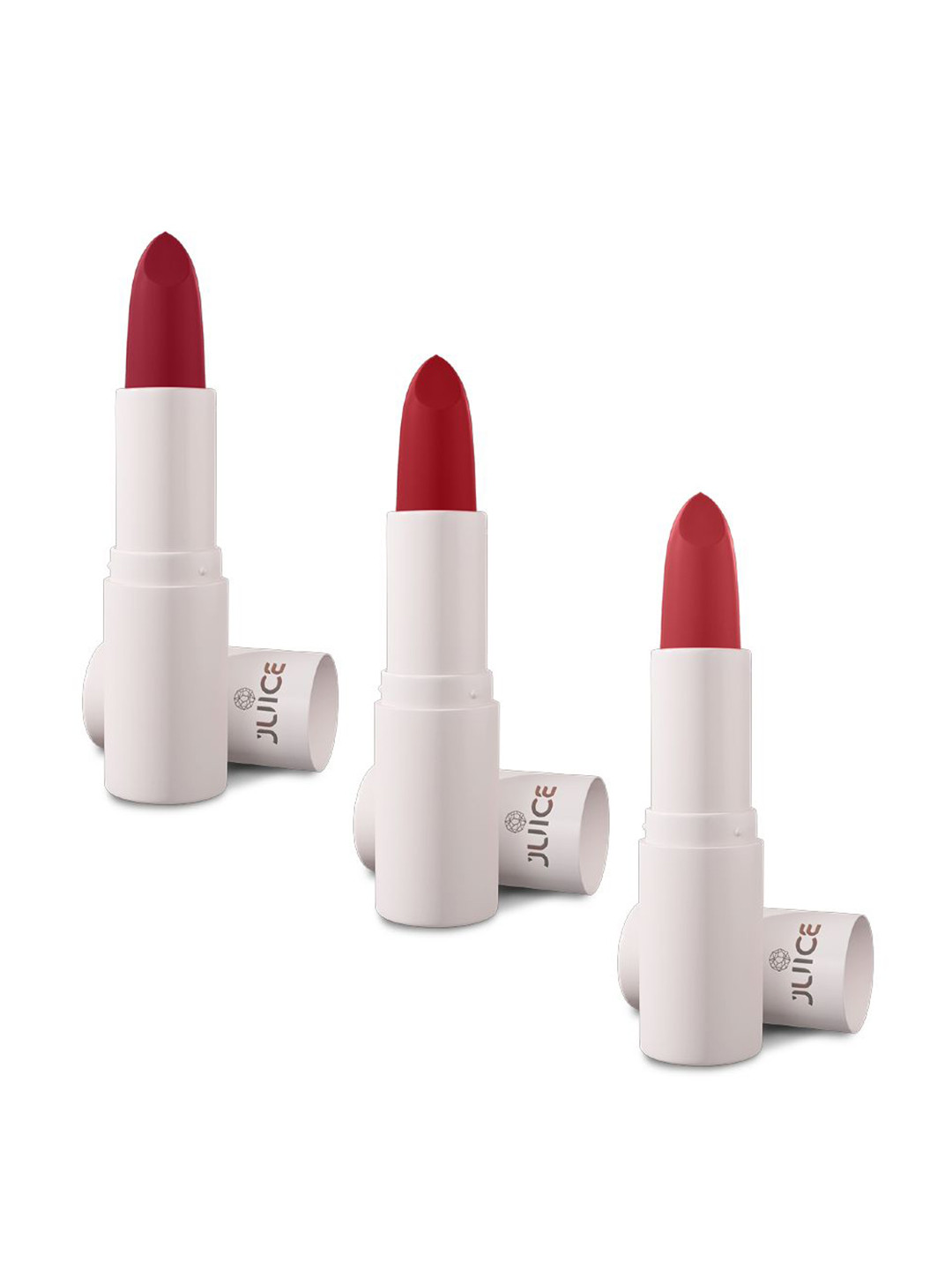 JUICE Set Of 3 Kiss Sensation Matte SPF15 Lipstick 4g Each - Red Rebel-Red Addict-Red Rose