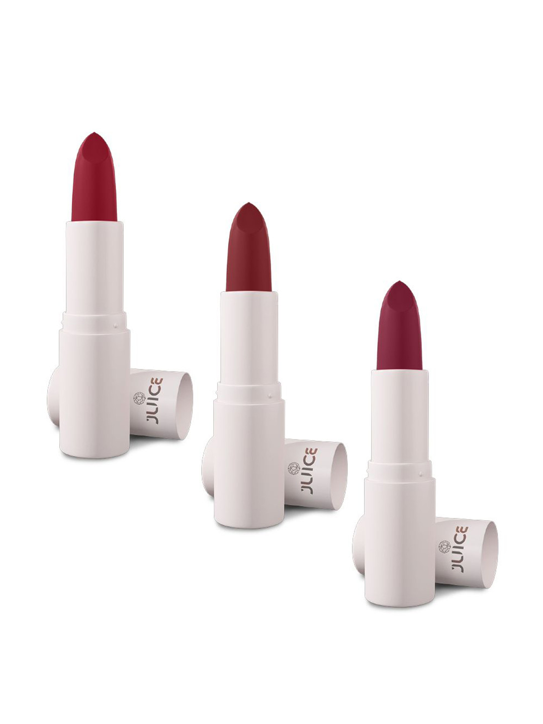 JUICE Set Of 3 Kiss Sensation Matte SPF15 Lipstick 4g Each - Red Rebel-Marooned-Epic Pink