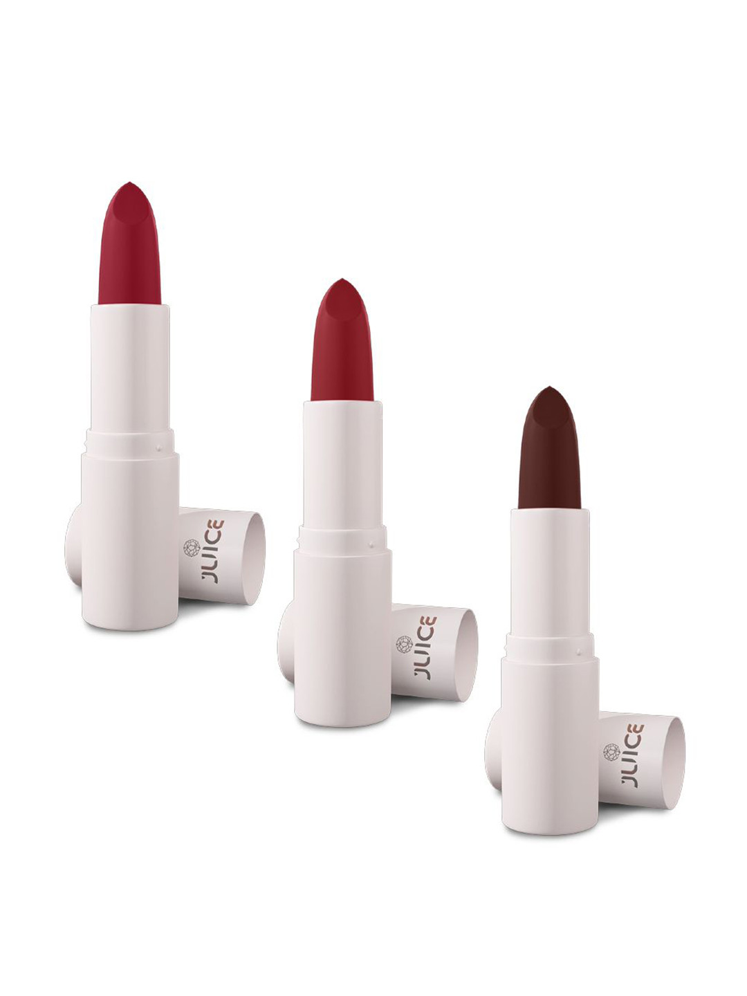 JUICE Set Of 3 Kiss Sensation Matte SPF15 Lipstick - Red Rebel-Regal Red-Creme Brulee