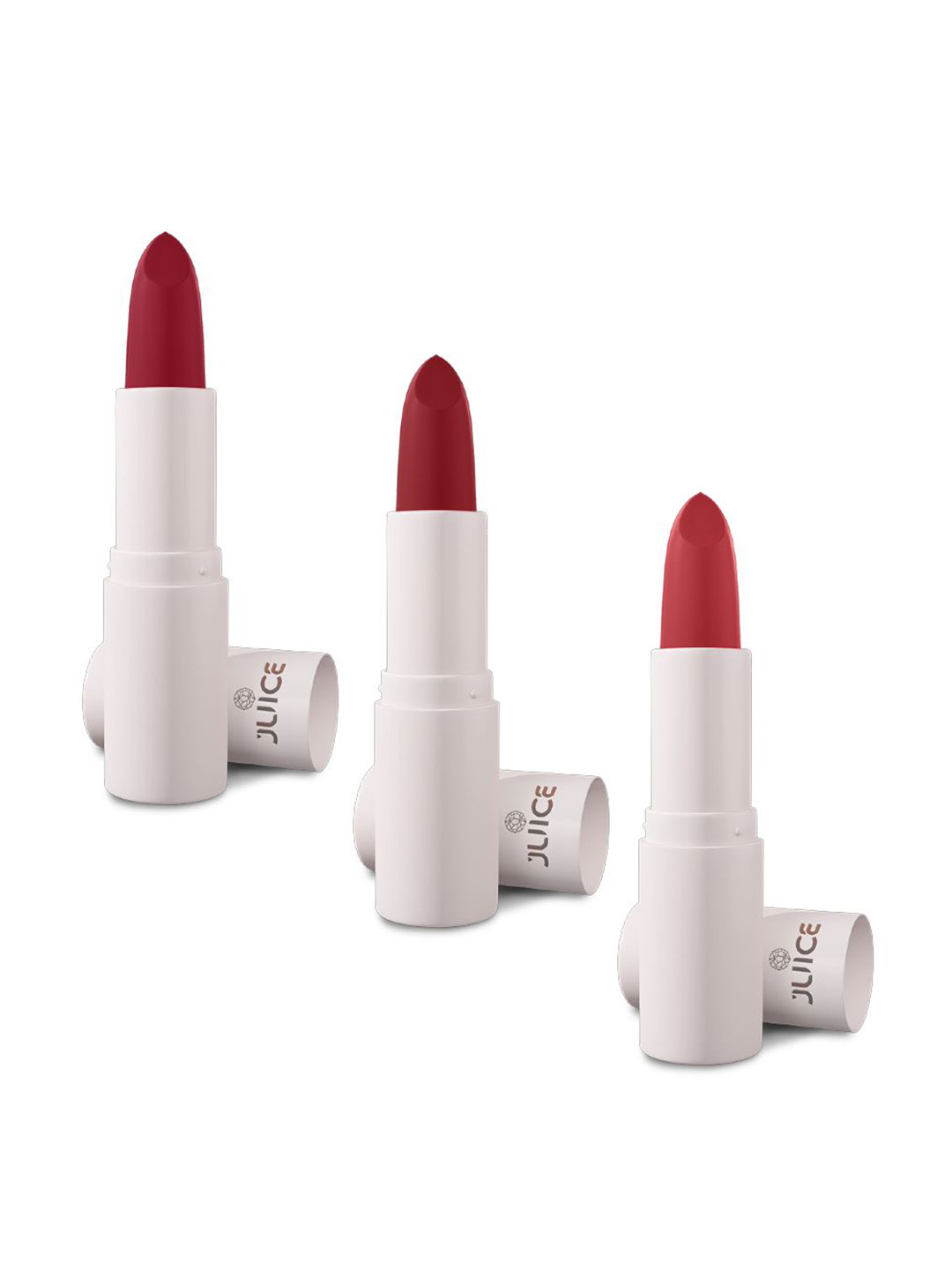 JUICE Set Of 3 Kiss Sensation Matte SPF15 Lipstick 4g Each - Red Rebel-Regal Red-Red Rose