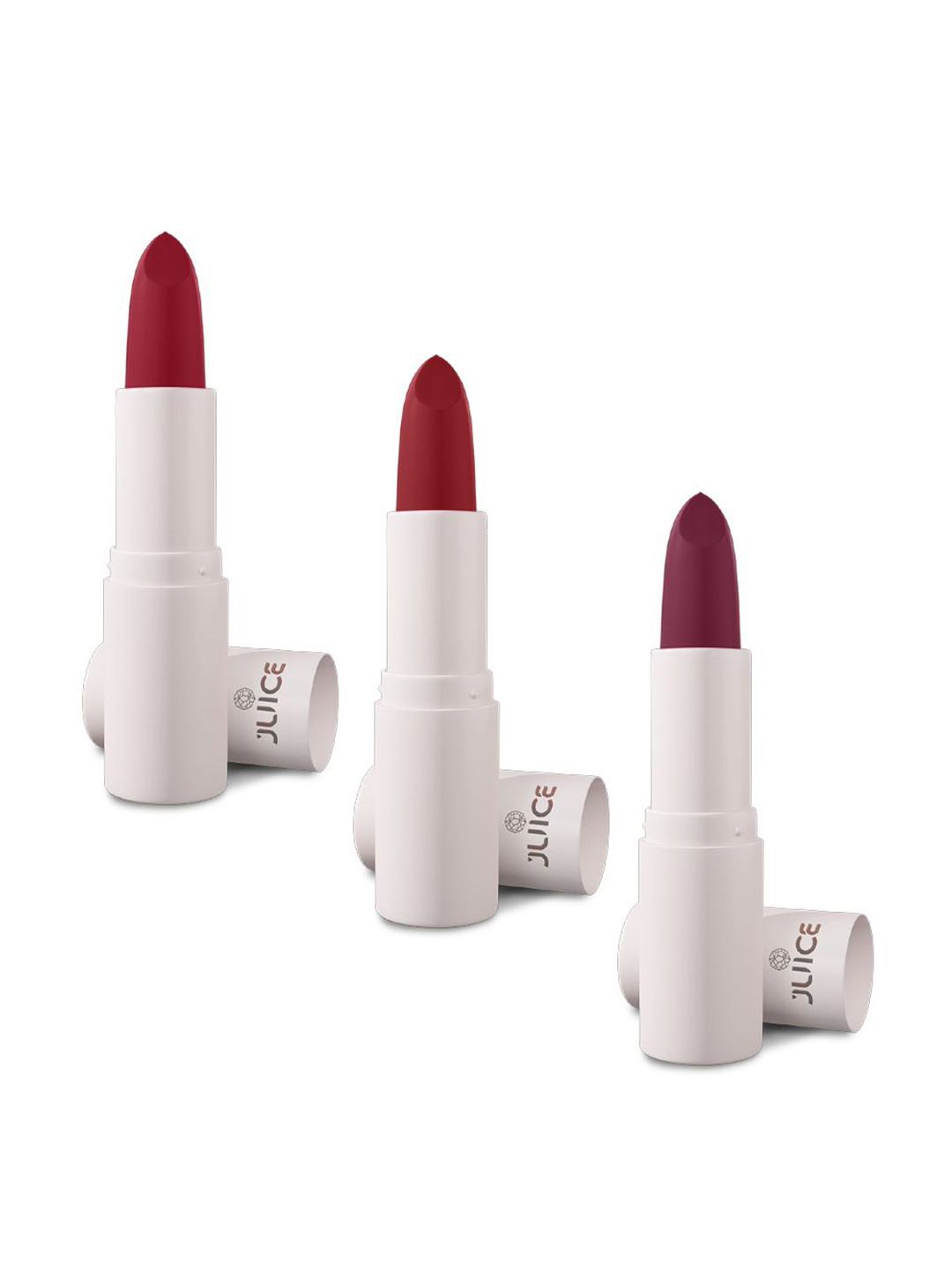 JUICE Set Of 3 Kiss Sensation Matte SPF15 Lipstick - Red Rebel-Regal Red-Festive Maroon