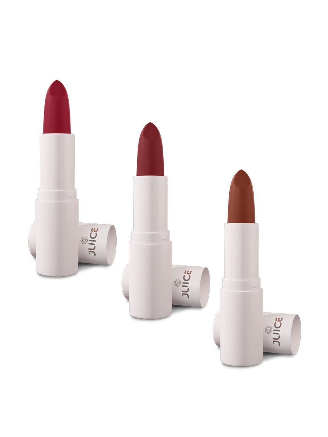 JUICE Set Of 3 Kiss Sensation Matte SPF15 Lipstick 4g Each- Red Rebel-Marooned-Light Brown
