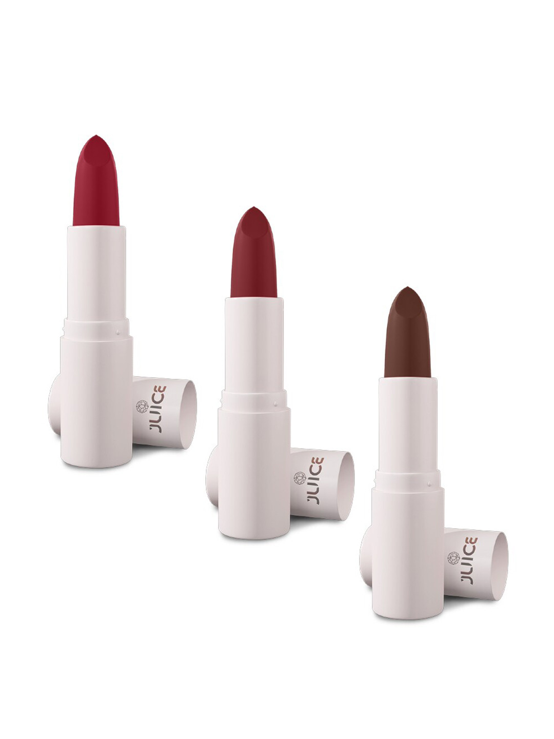 JUICE Set Of 3 Kiss Sensation Matte SPF15 Lipstick 4g Each - Red Rebel-Marooned-Browned