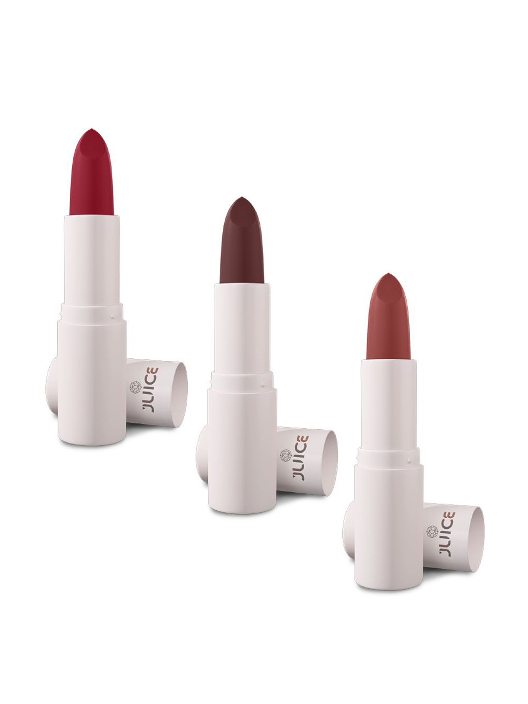 JUICE Set Of 3 Kiss Sensation Matte SPF15 Lipstick - Red Rebel-Marron Royale-Light Pink