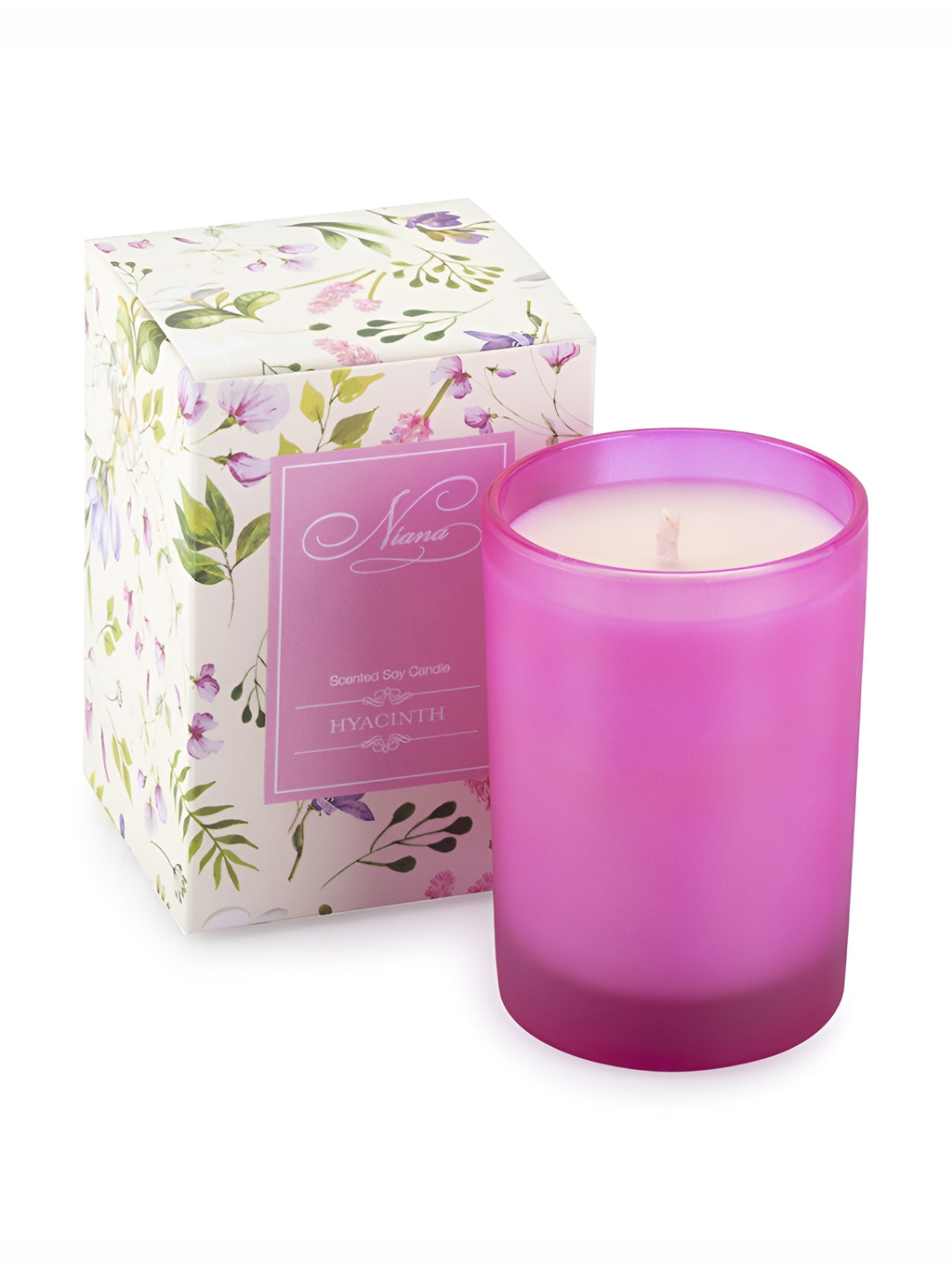 NIANA Hyacinth Lead-Free Wick 1 Wick Hyacinth Solid Geometric Regular Jar Candles