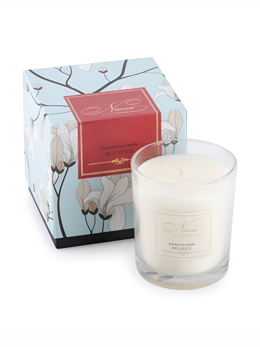 NIANA Spice Lead-Free Wick 1 Wick Red Spice Solid Geometric Regular Jar Candles