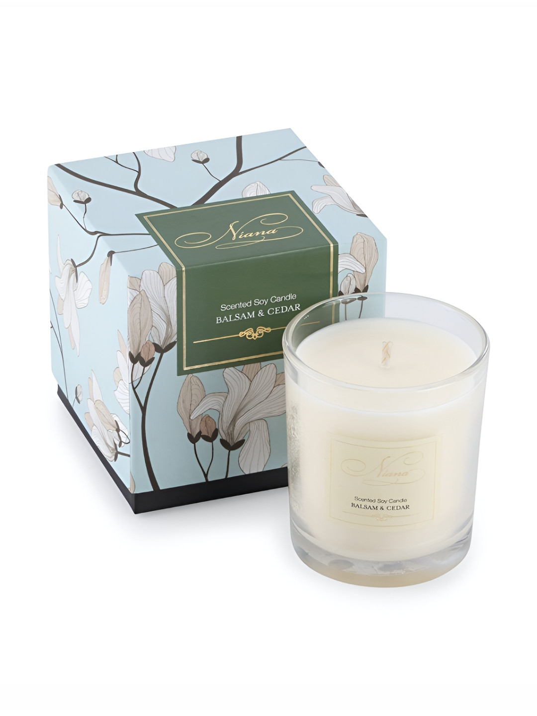 NIANA Balsam and Cedar Lead-Free Wick Balsam & Cedar Solid Geometric Regular Jar Candles