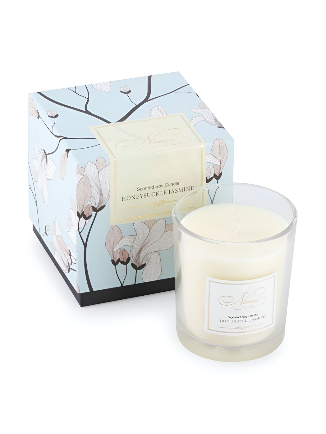 NIANA Honeysuckle Lead-Free Wick Honeysuckle Jasmine Solid Geometric Regular Jar Candles