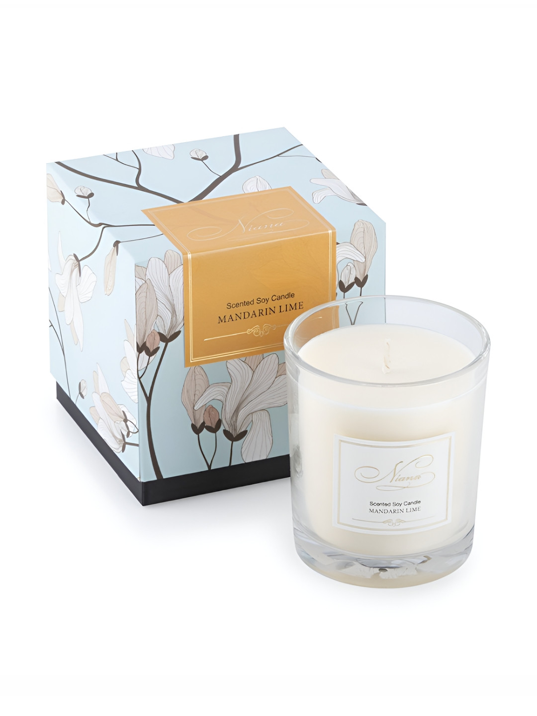 NIANA Mandarin Lime Lead-Free Wick Mandarin Lime Solid Geometric Regular Jar Candles