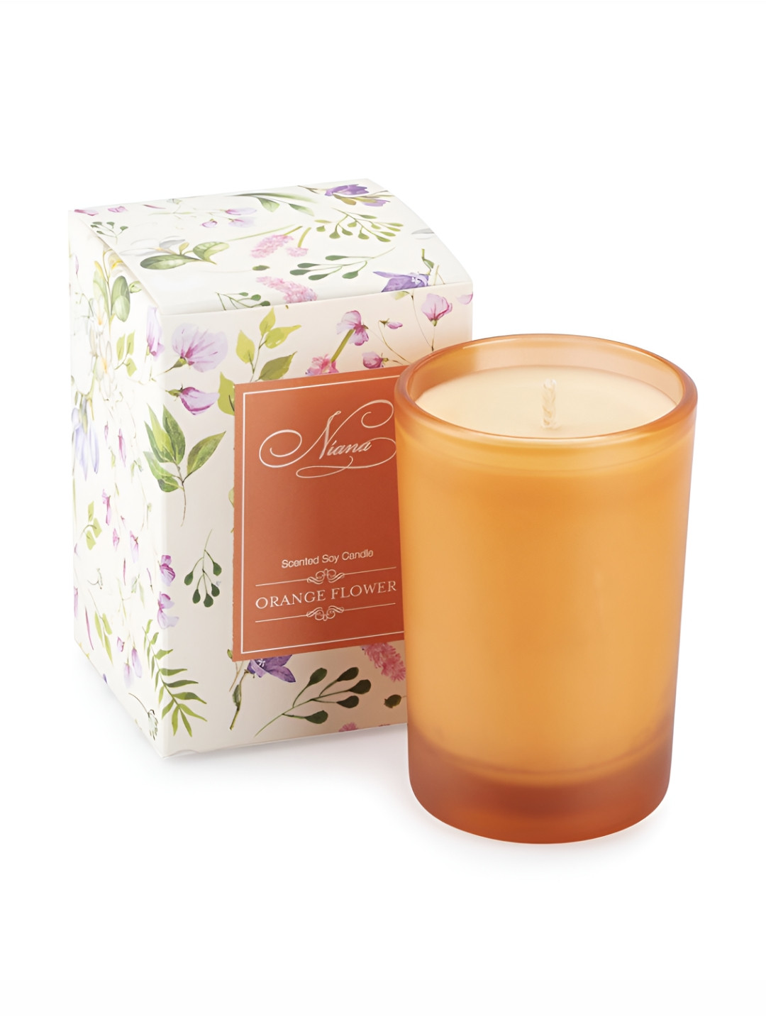 NIANA Lead-Free Wick 1 Wick Orange Flower Solid Geometric Regular Jar Candles