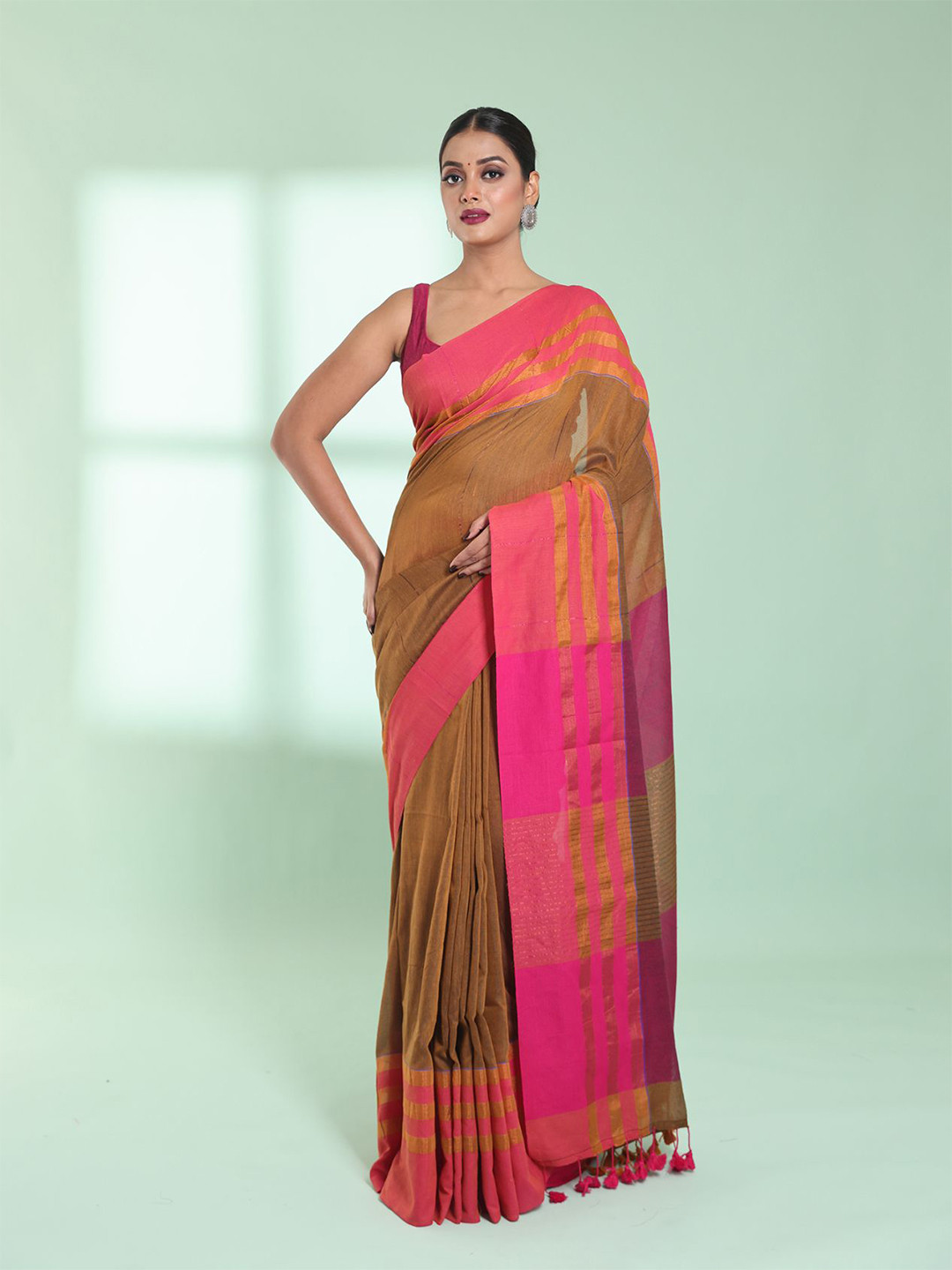Charukriti Pure Cotton Saree with Zari Border