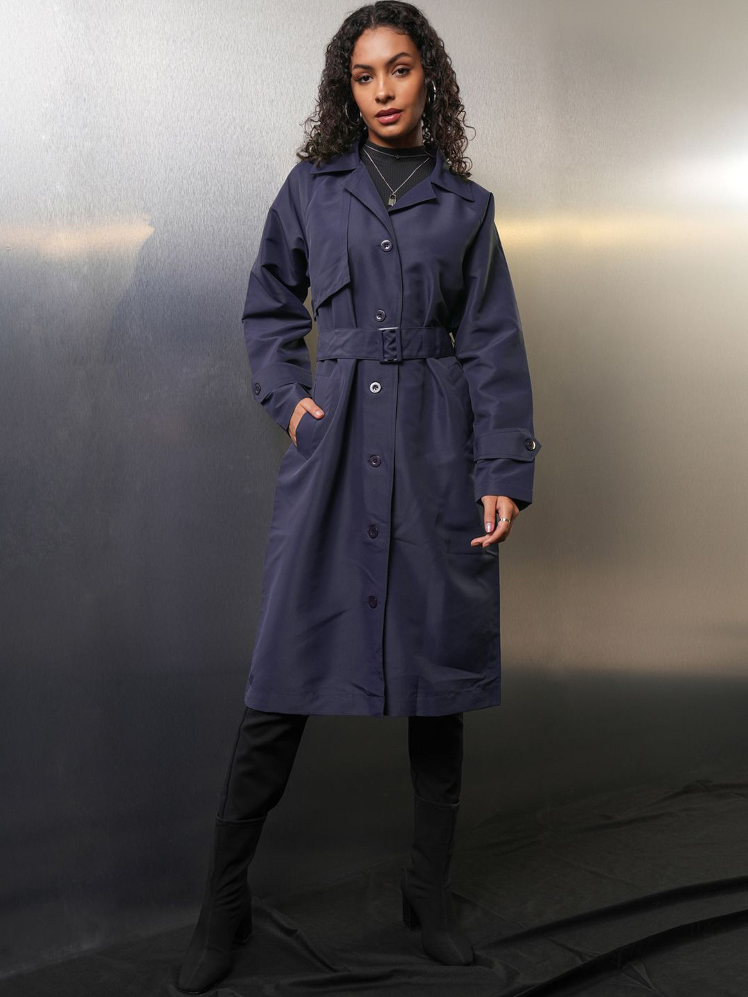 Tokyo Talkies Women Colourblocked Longline Tailored Jacket