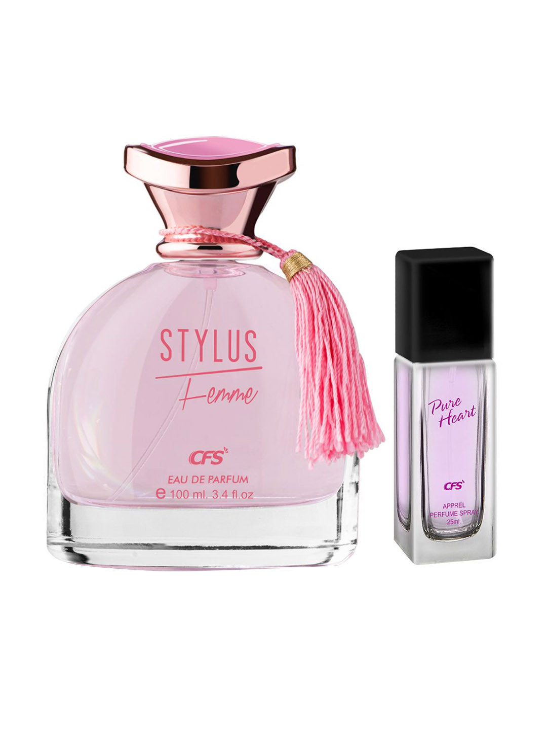 CFS Set of Stylus Femme Pink Eau De Parfum -100ml & Pure Heart Pink Apparel Perfume - 25ml
