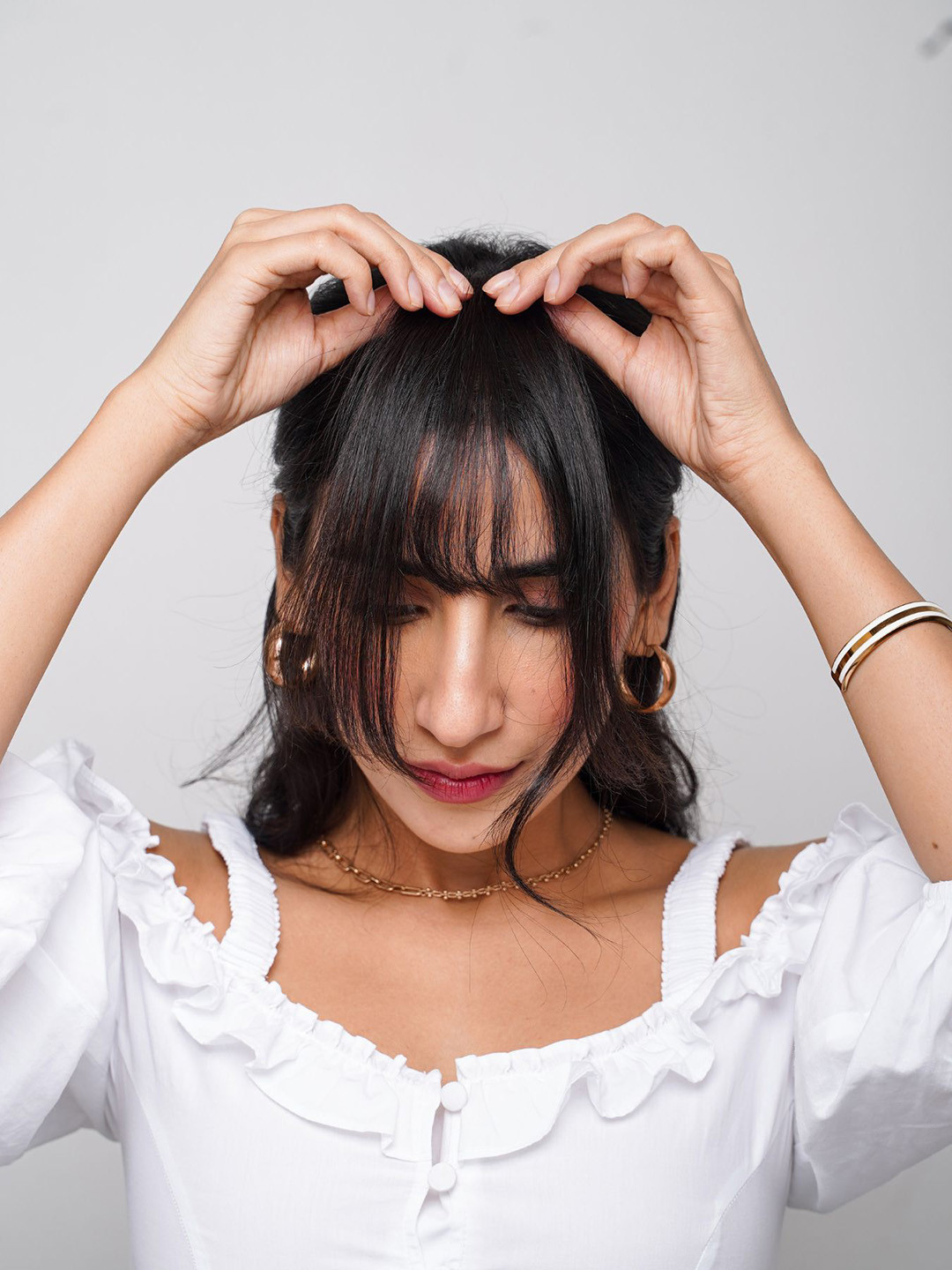 NISH HAIR Natural Black Wispy Bangs Hair Extension