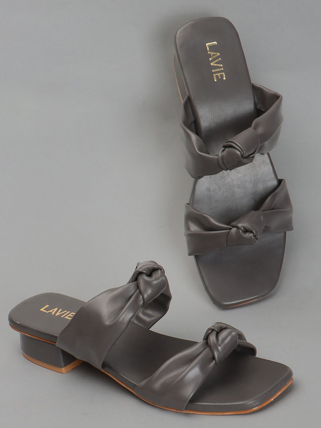 Lavie Block Square Toe Knot Detail Block Heels