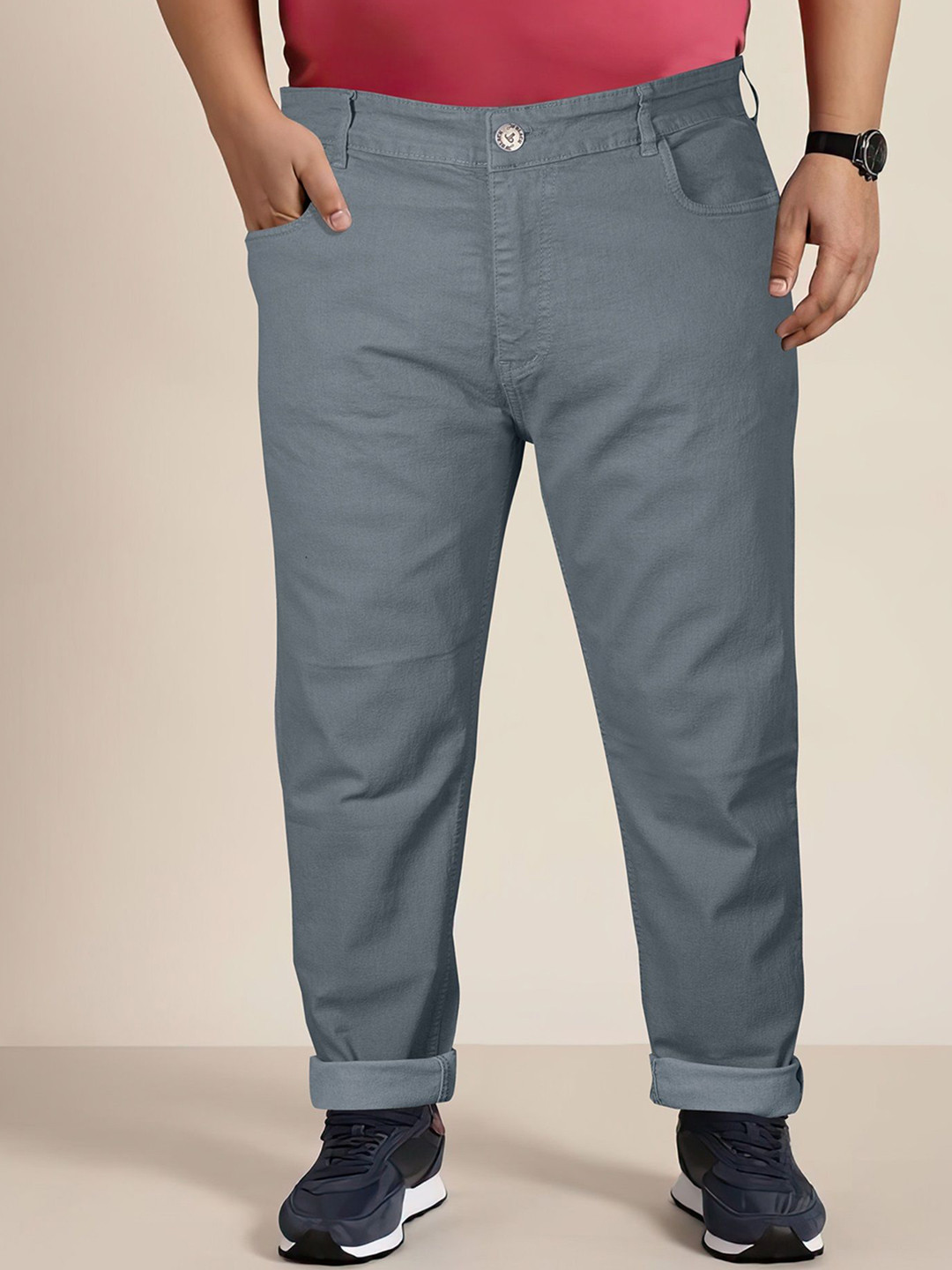 Jb Just BLACK Men Urban Slim Grey Clean Look Mid-Rise Acid Wash Cotton Stretchable Jeans