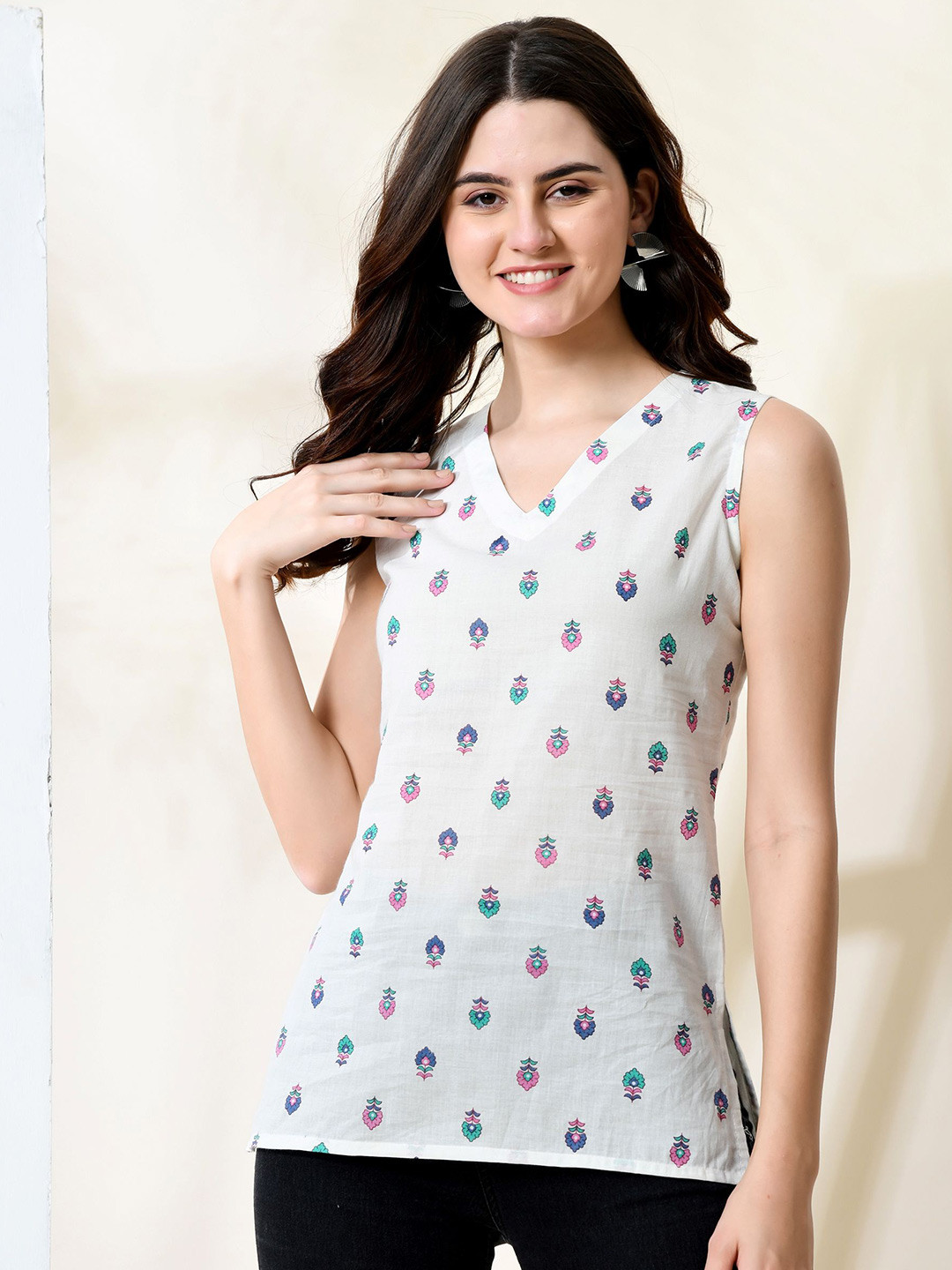 ANNSH APPAREL Polka Dot Print Styled Back Top