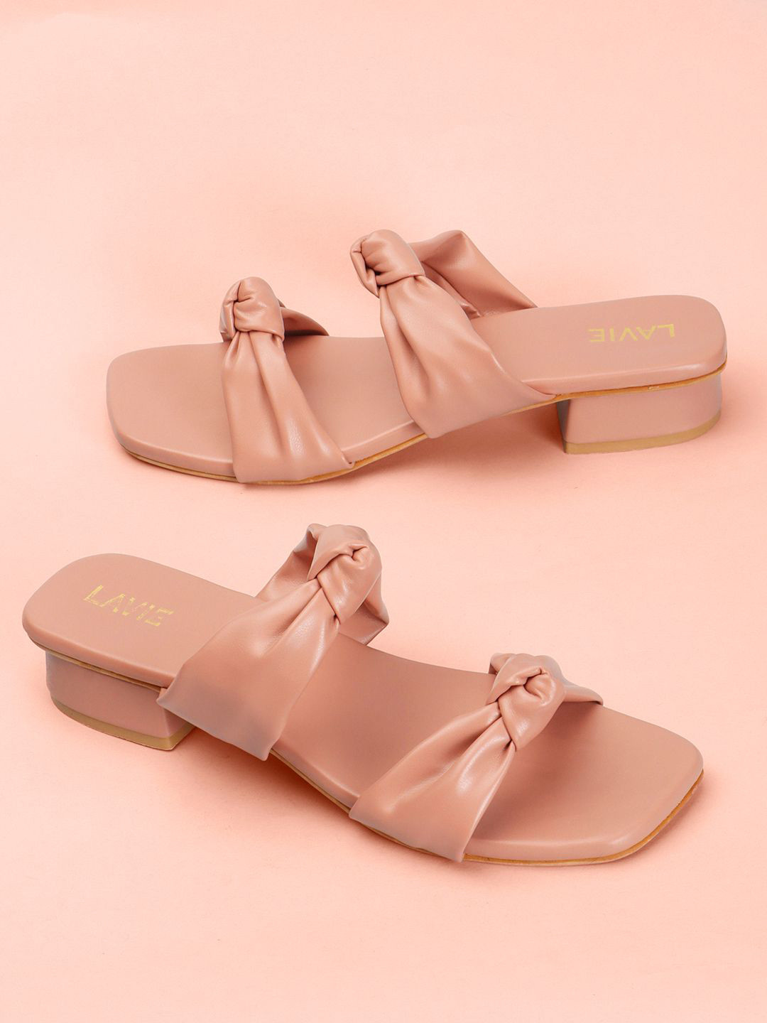 Lavie Block Square Toe Knot Detail Block Heels