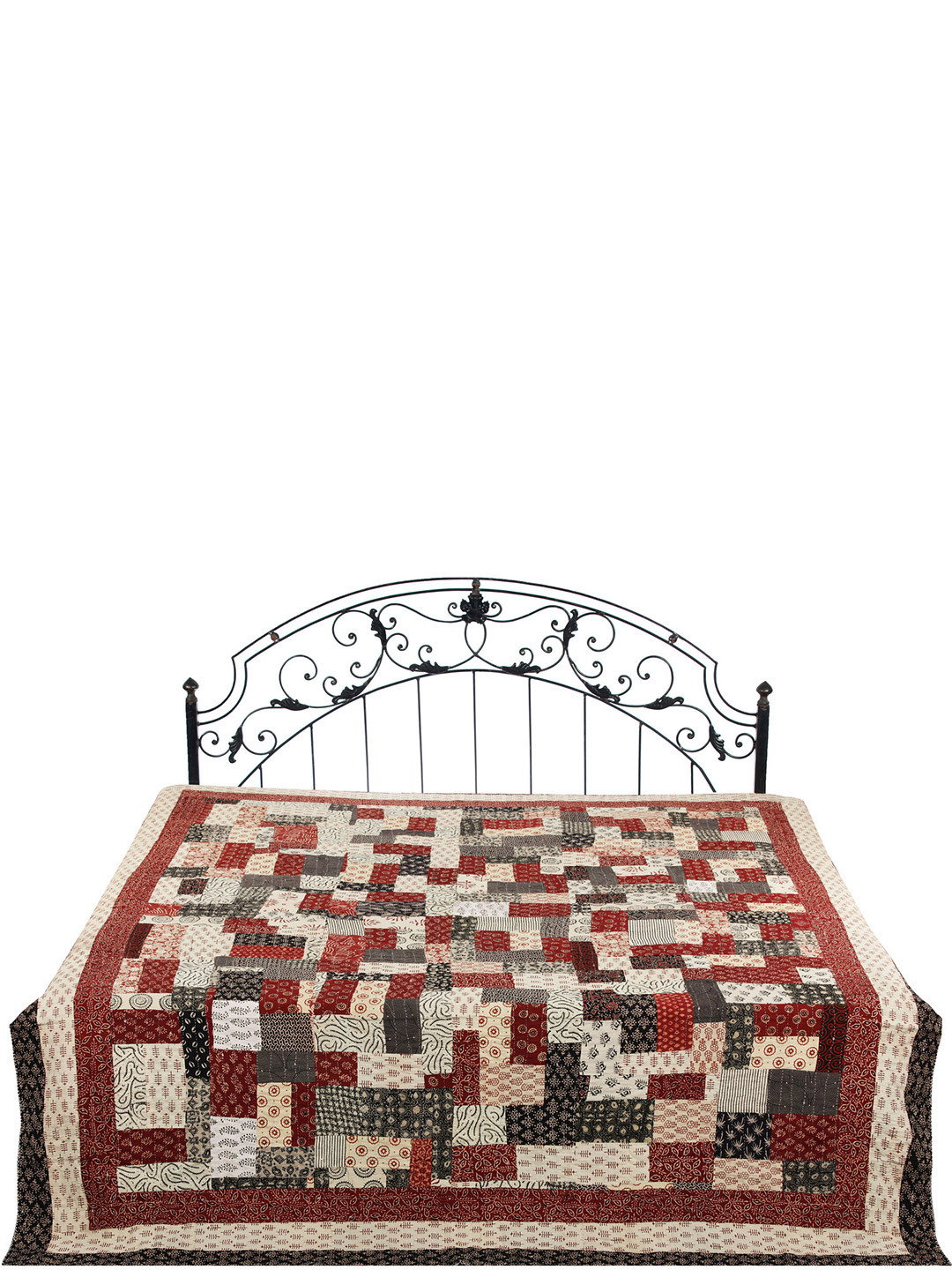 Exotic India Shades Of Brown Brown Ethnic Motifs Cotton 300 TC Queen Fine Bedsheet -105 x 87 inches