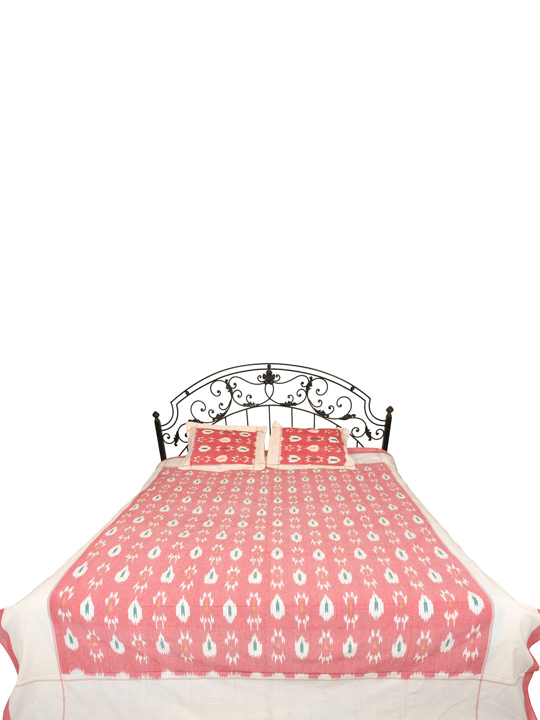 Exotic India Mauveglow Pink Ethnic Motifs Cotton 300 TC Queen Fine Bedsheet with 2 Pillow Covers-259 x 216 cm