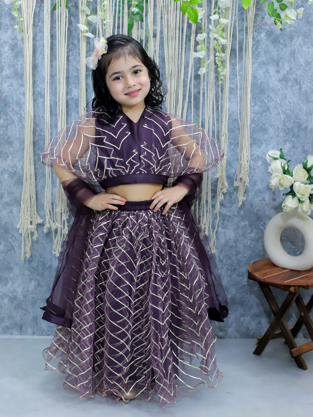 BownBee Girls Embellished Ready to Wear Lehenga & Blouse With Dupatta
