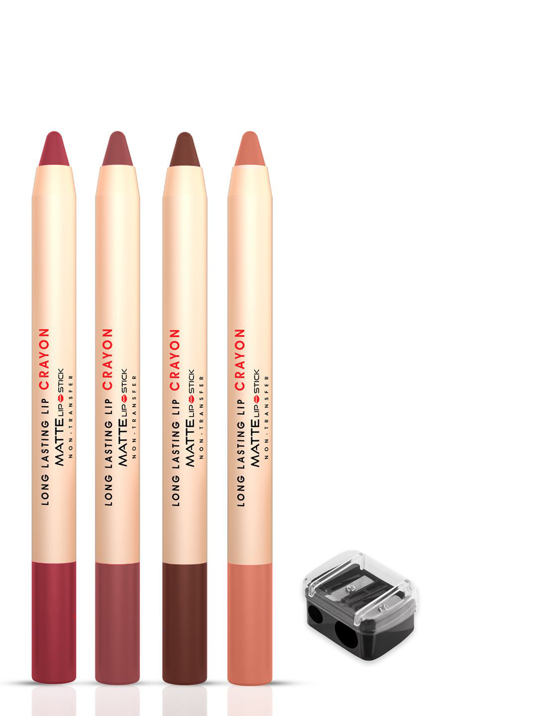 SHRYOAN Set Of 4 Non-Transfer Moisturizing Crayon Matte Lipstick -3.8g Each- Shade C