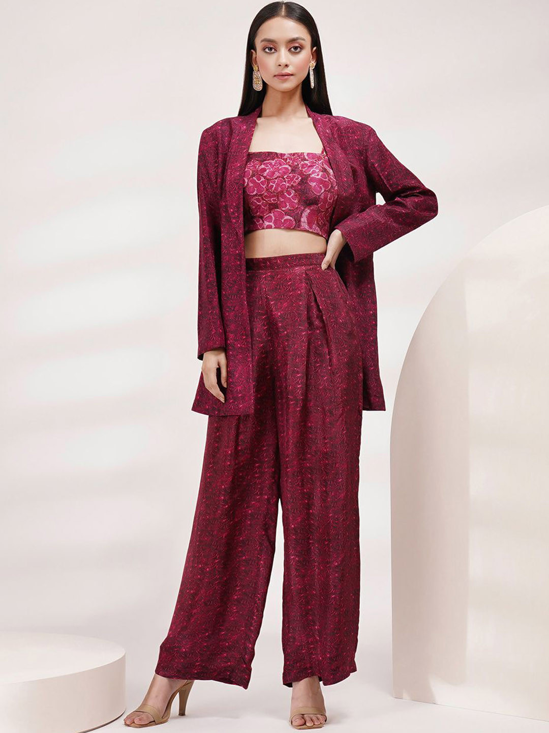 Breathe by Aakanksha Singh Floral Printed Top With Trousers & Shurg
