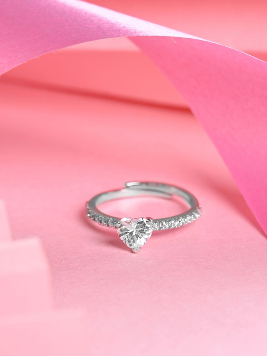 Clara 92.5 SILLER Platinum-Plated Cubic Zirconia-Studded Finger Ring