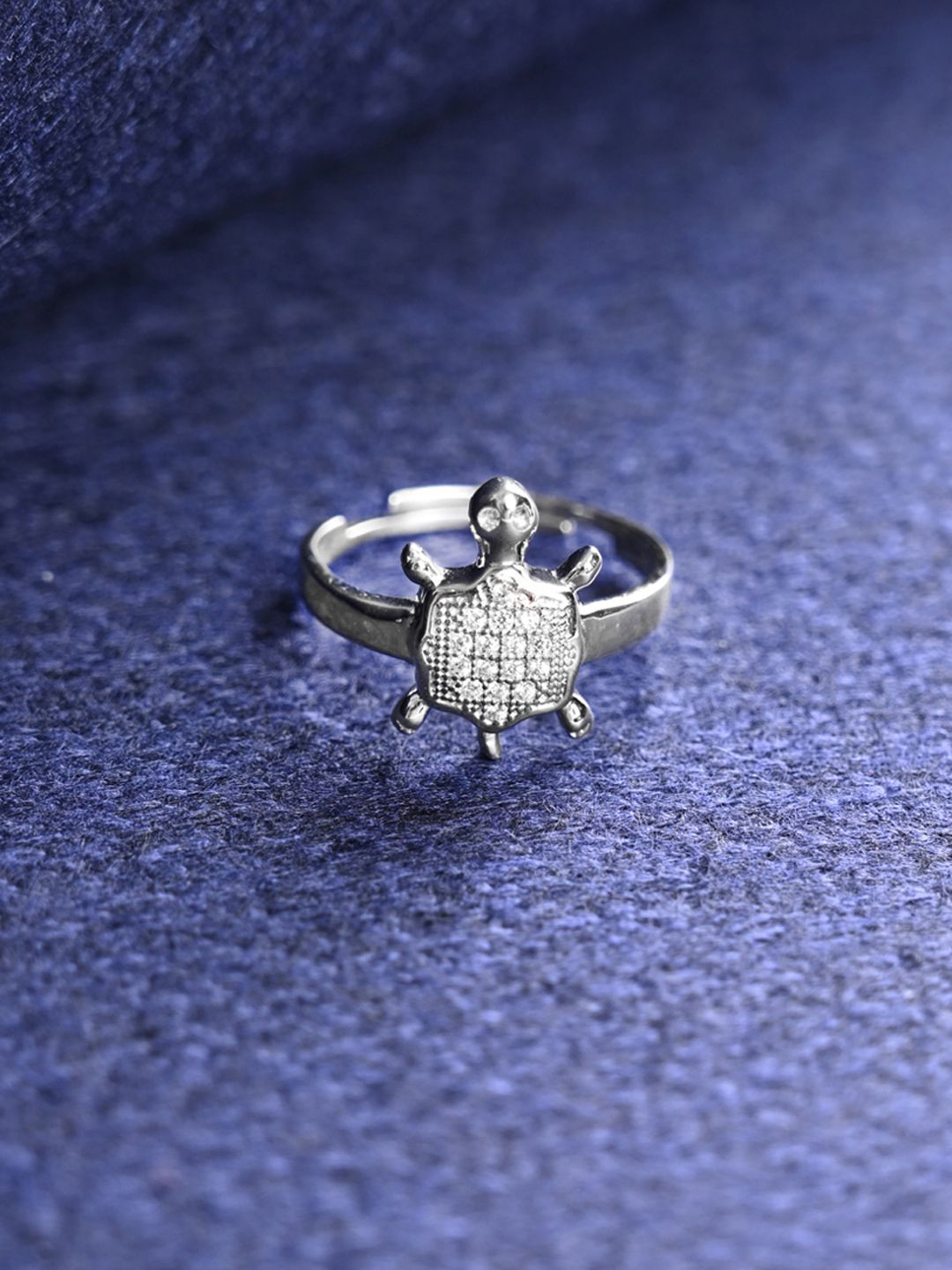 Clara 925 Platinum-Plated Cubic Zirconia Studded Finger Ring