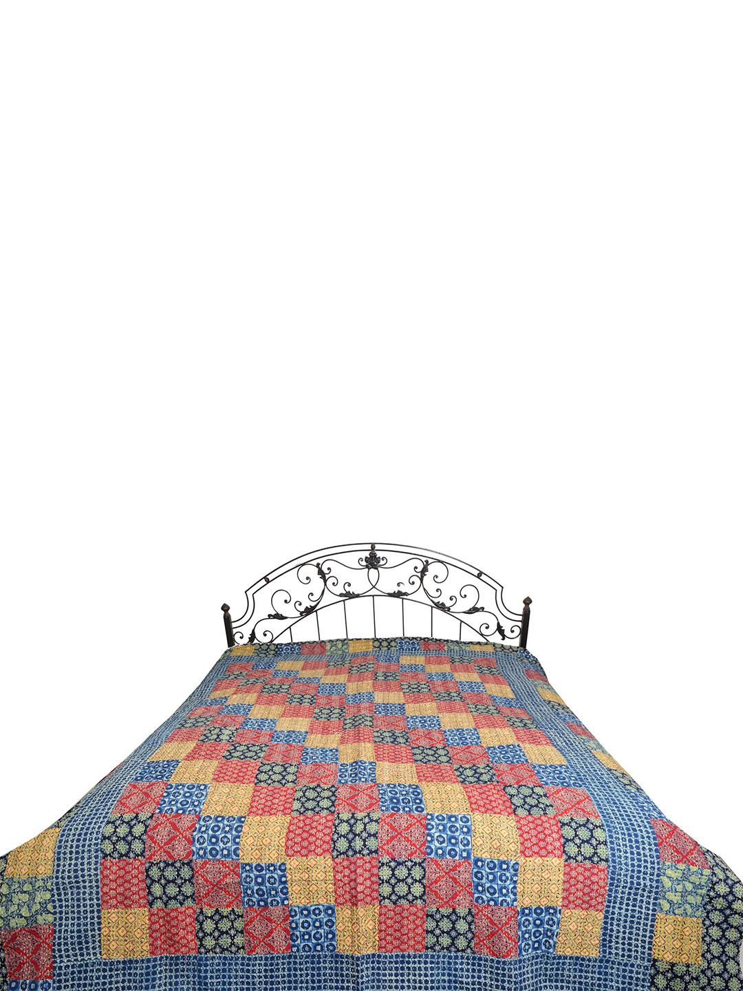 Exotic India Blue Graphic Cotton 300 TC Queen Fine Bedsheet -103 x 90 inches