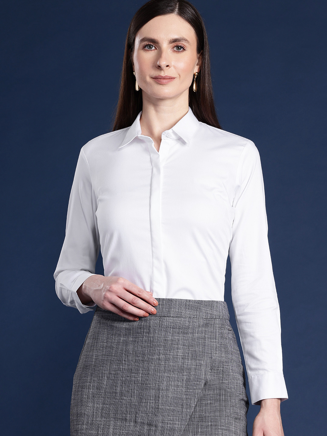 Hancock Wrinkle Free Stretchable Satin Formal Shirt