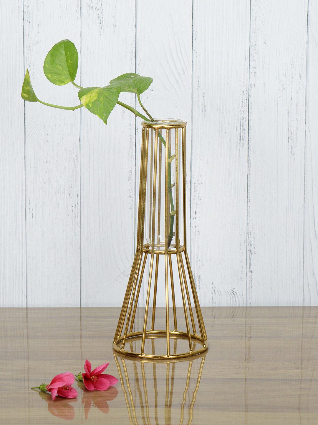 Maison Modern Gold toned Iron & Glass Test Tube Bud Vases