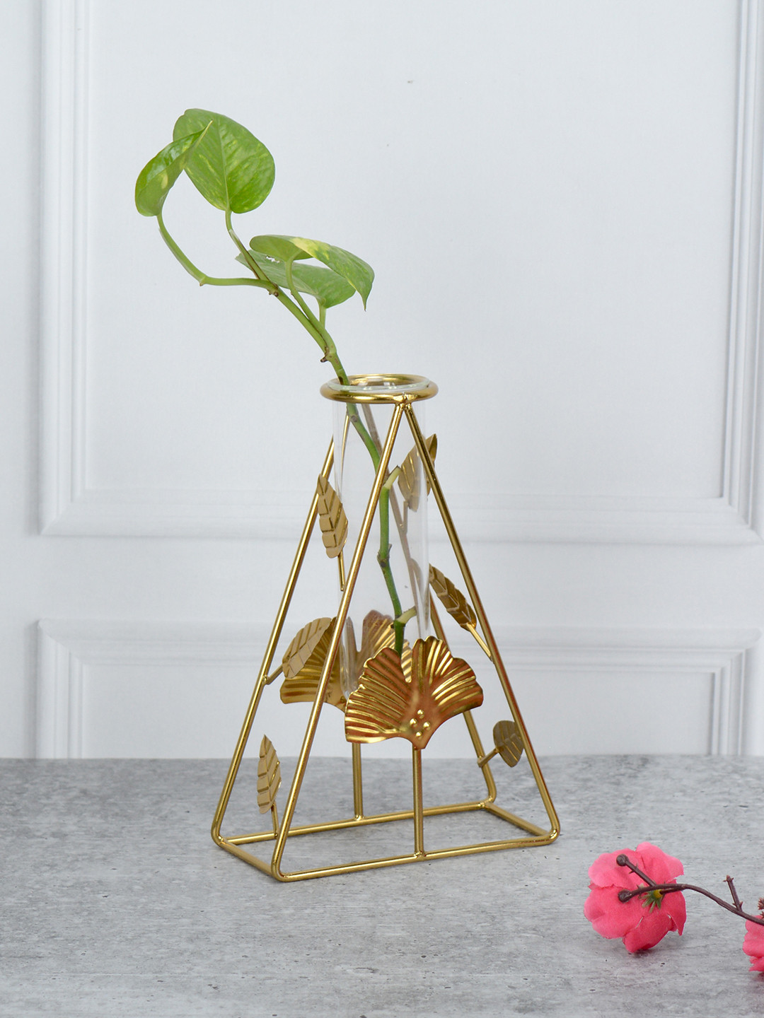 Maison Modern Gold toned Metal Test Tube Bud Flower Vases