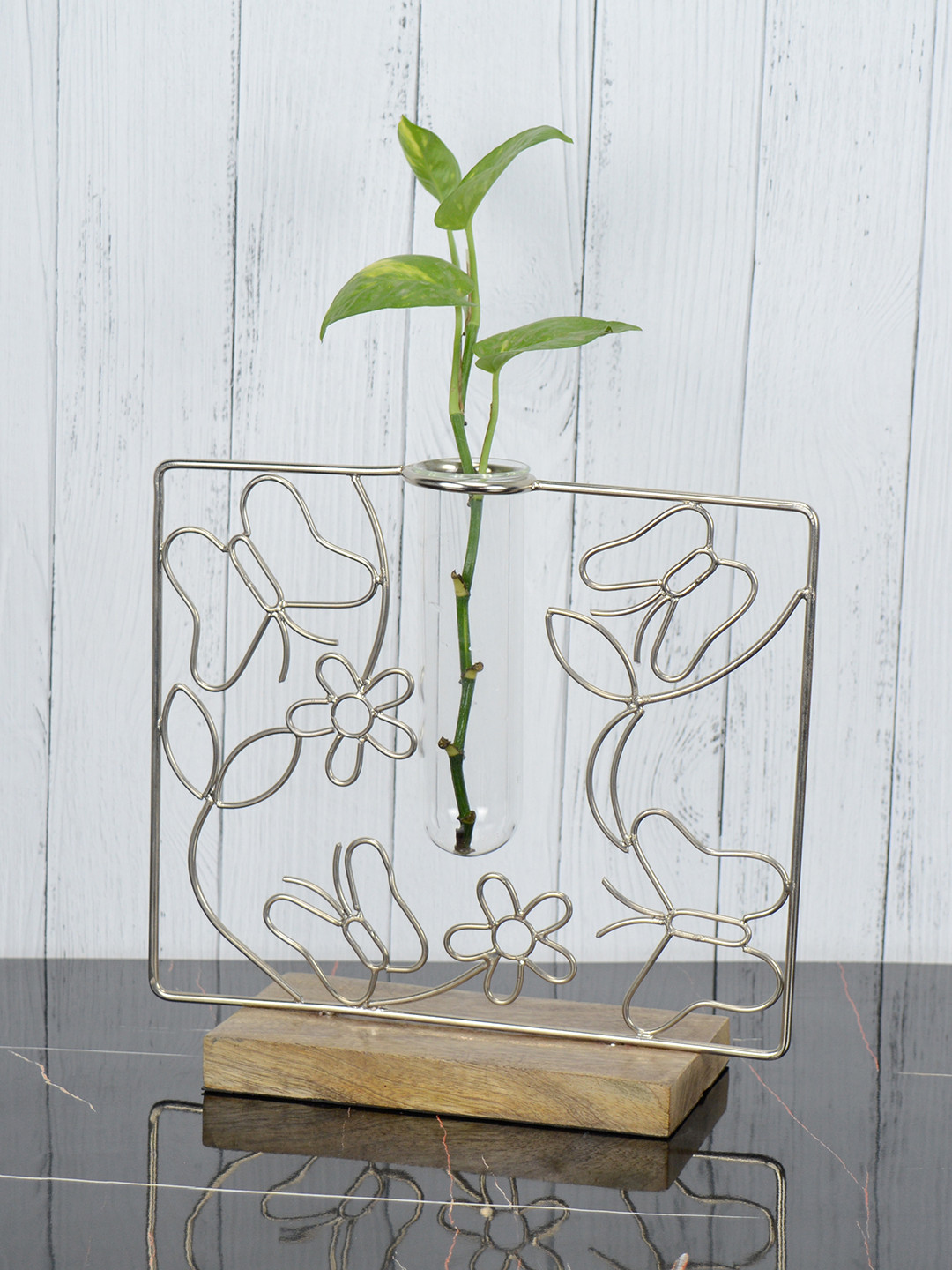 Maison Modern White Metal Floral Shaped Test Tube Bud Vase