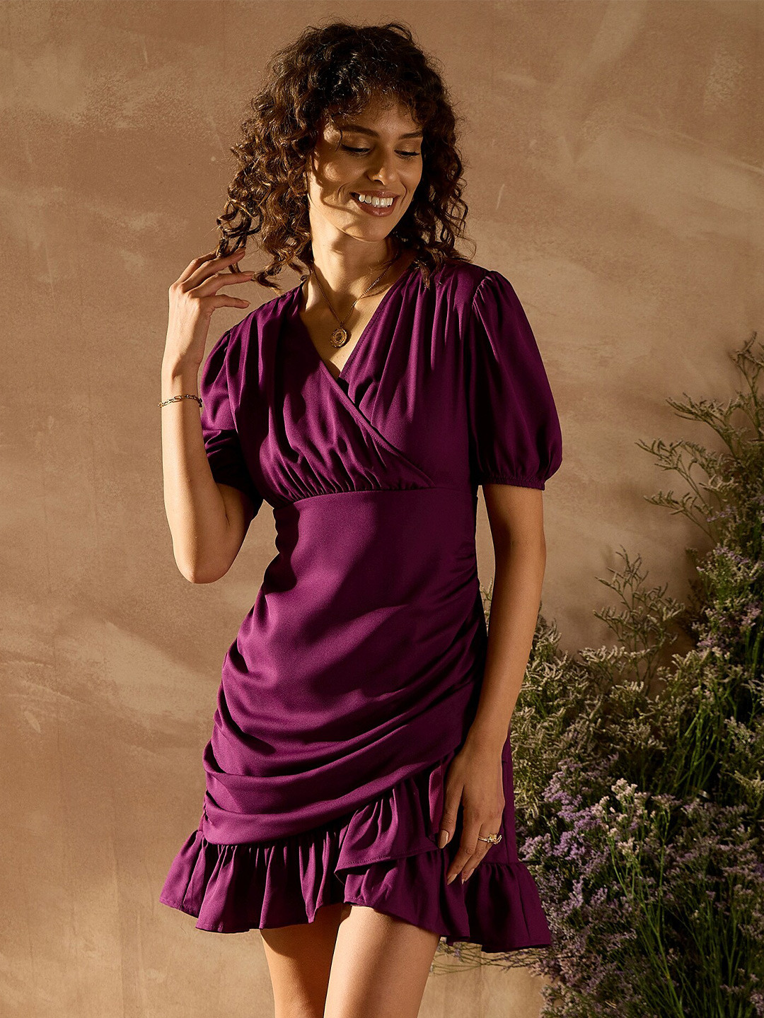 KASSUALLY Ruffle Sheath Mini Dress with Tulip Hem