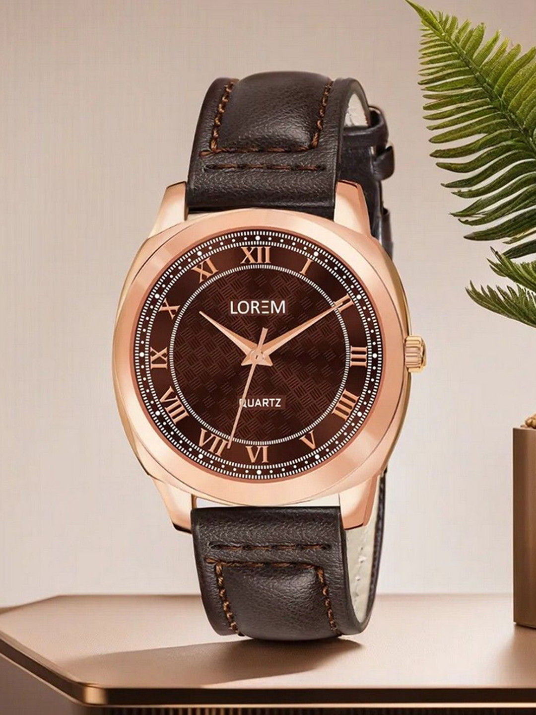LOREM Women Embellished Dial & Leather  Textured Straps Analogue Watch LR336-B