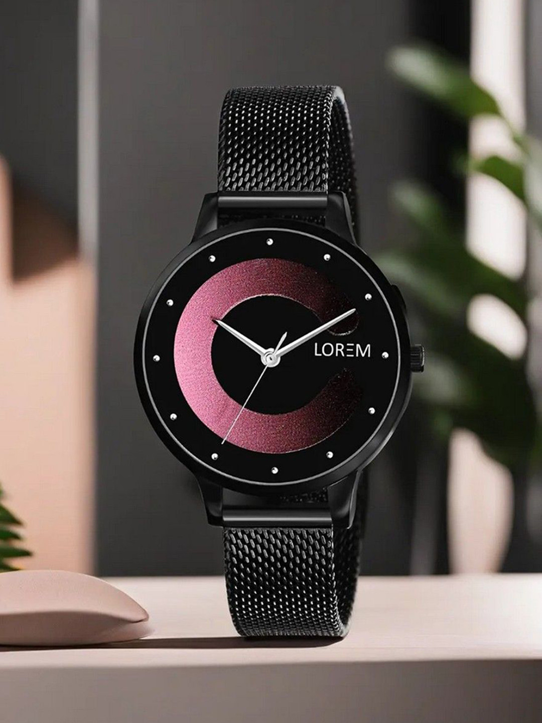 LOREM Women Patterned Dial & Stainless Steel Bracelet Style Straps Analogue Watch LR355-B