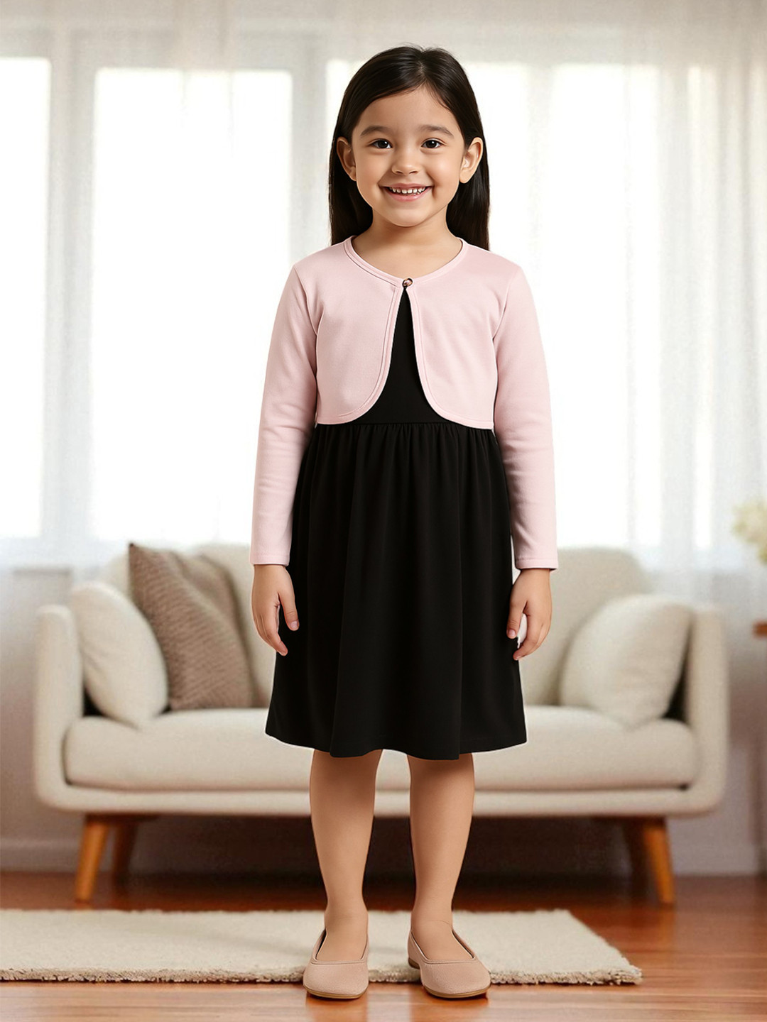 Kryptic Girls V-Neck Pure Cotton Crop Open Front Shrug