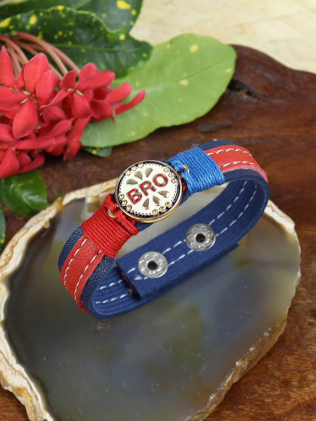 Asthetika BRO Leather Bracelet Rakhi with Roli Chawal