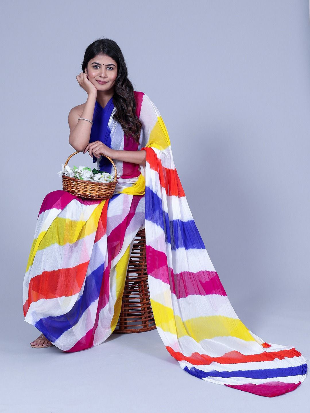 RGF Striped Pure Chiffon Narayan Peth Saree