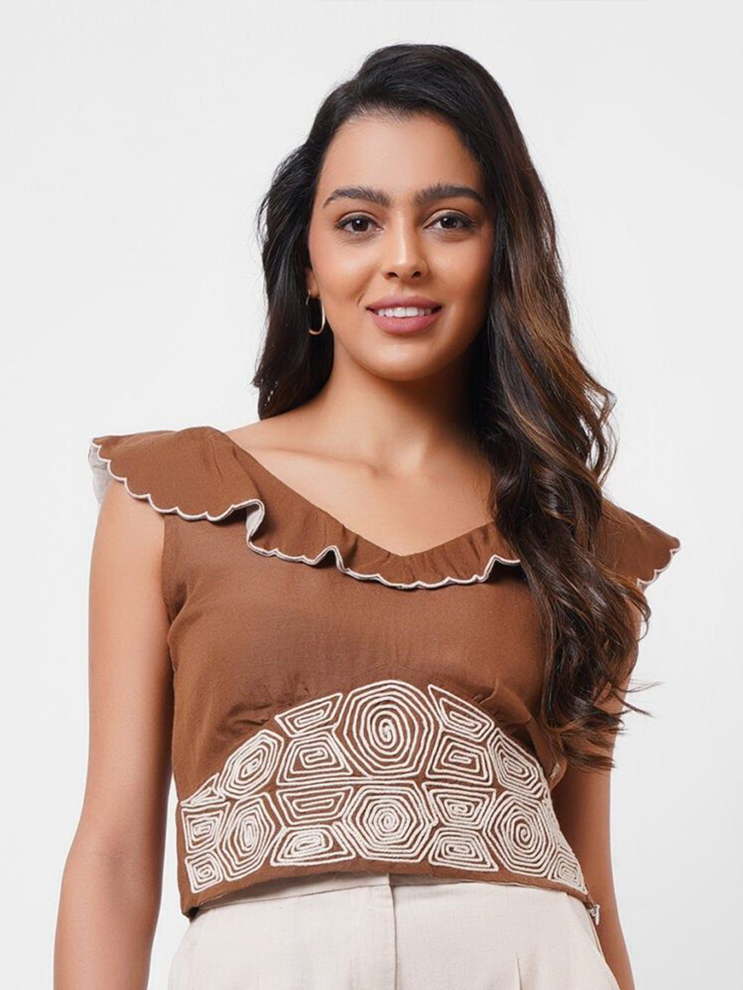 Western Era Print Linen Top