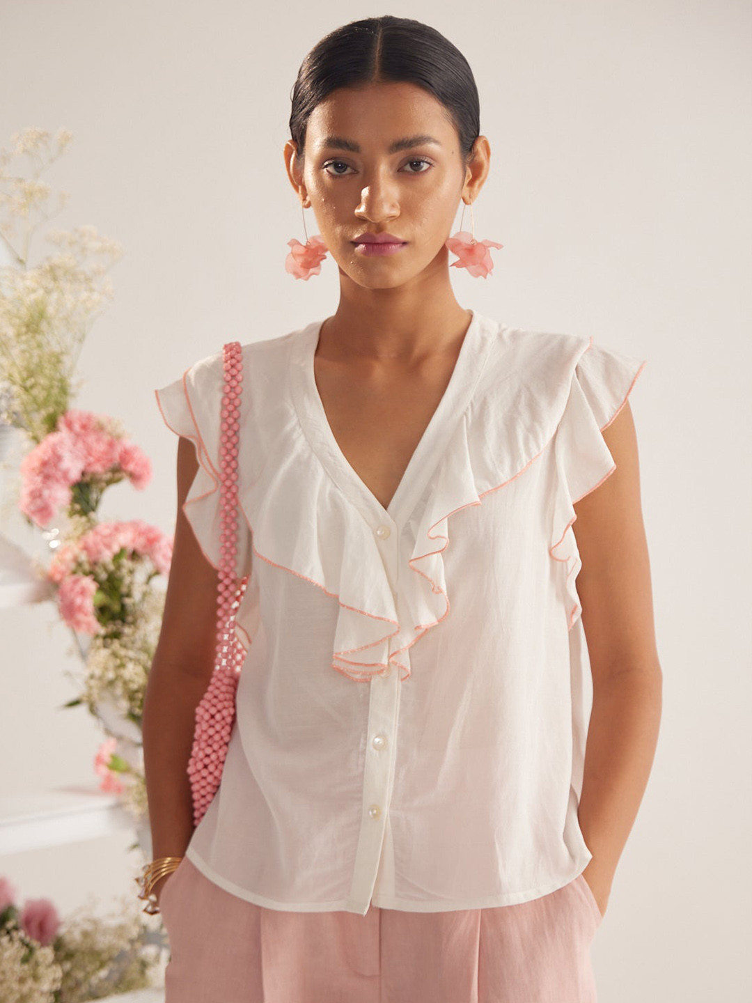 Western Era Flutter Sleeve Ruffles Cotton Top