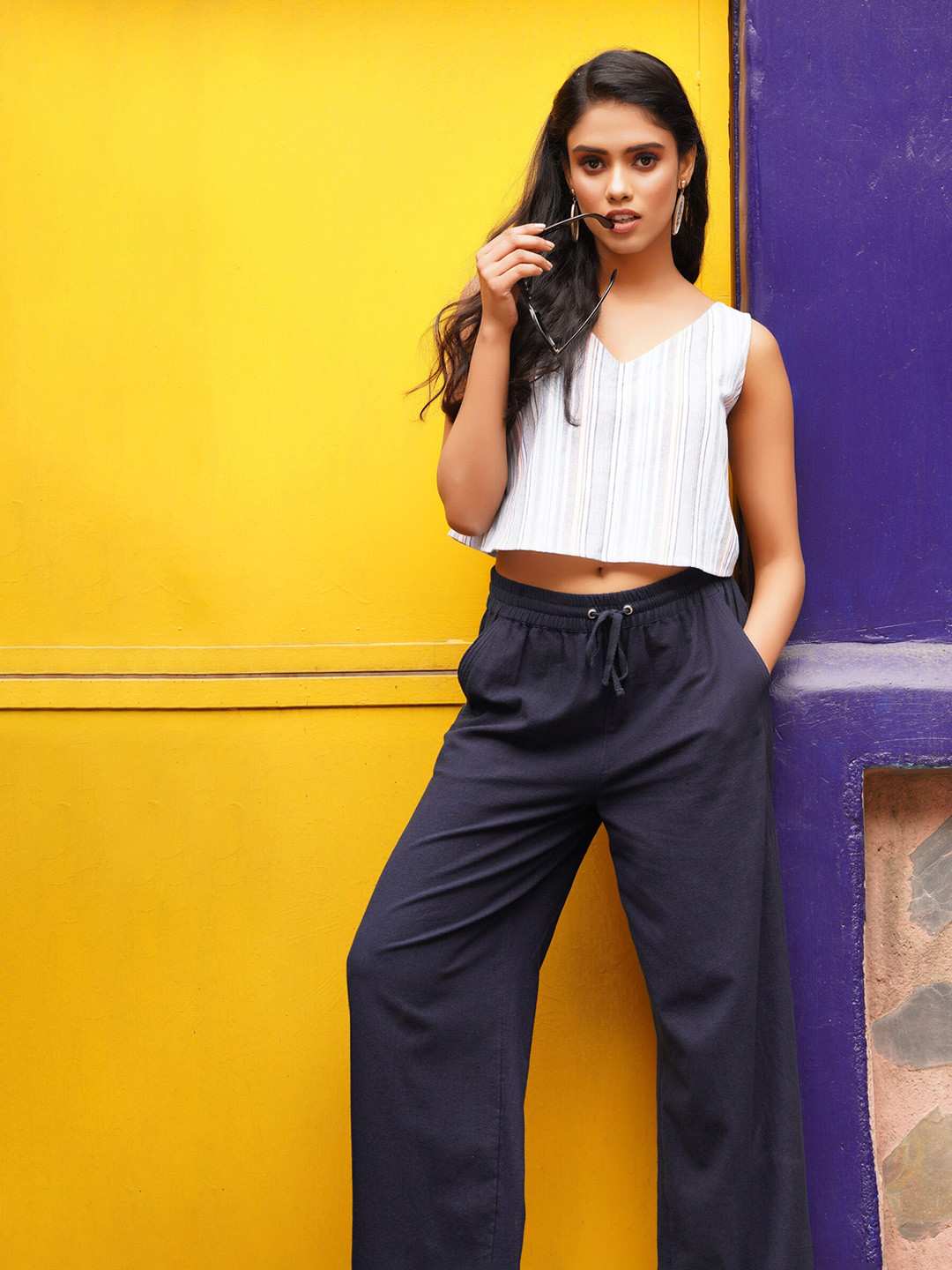 Western Era Striped Cotton Crop Top