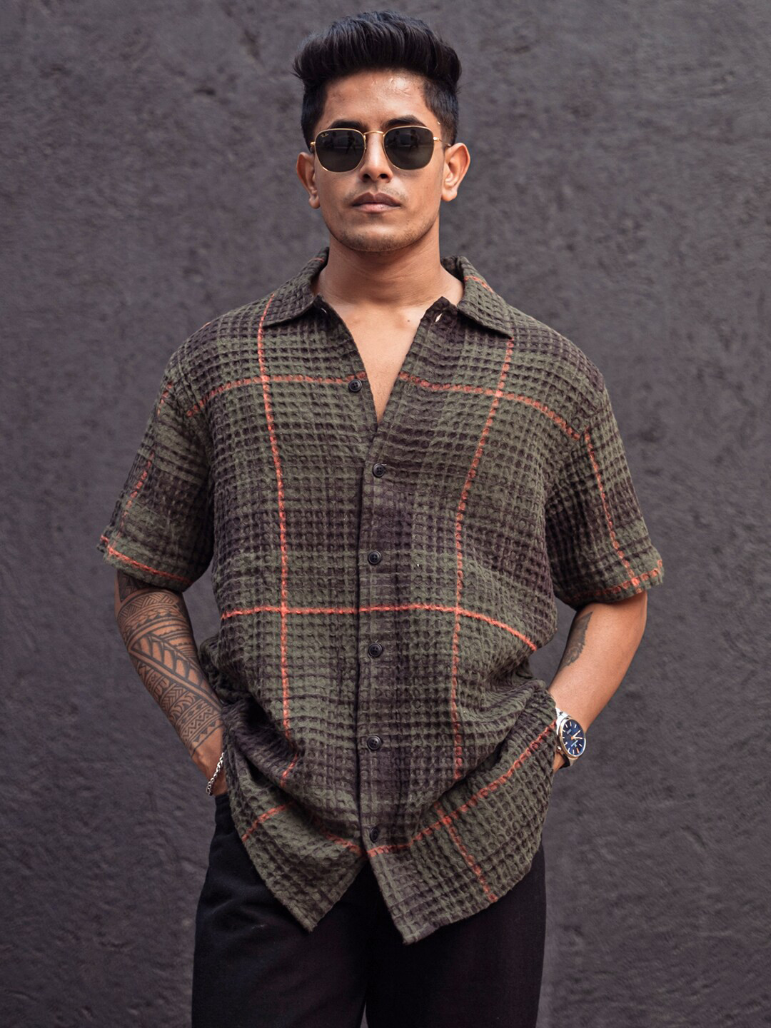 Powerlook Men Tartan Checks Opaque Checked Casual Shirt