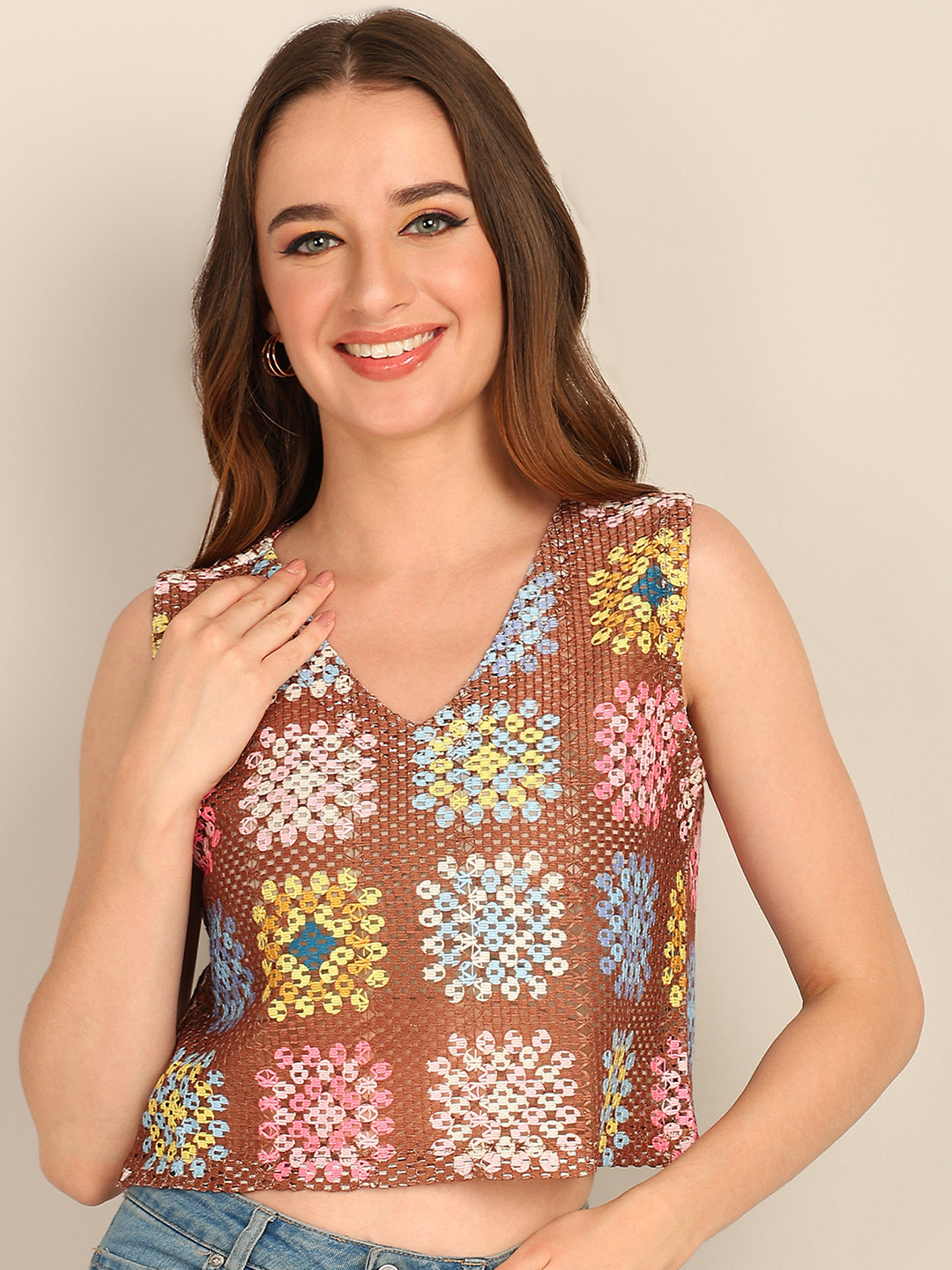 Fashfun Print Crop Top